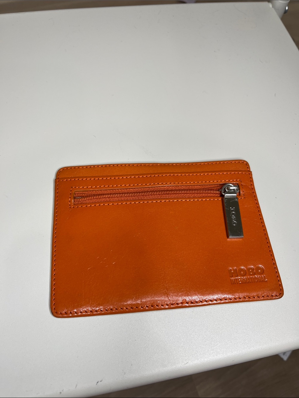 HOBO Orange Leather Zip Card Holder